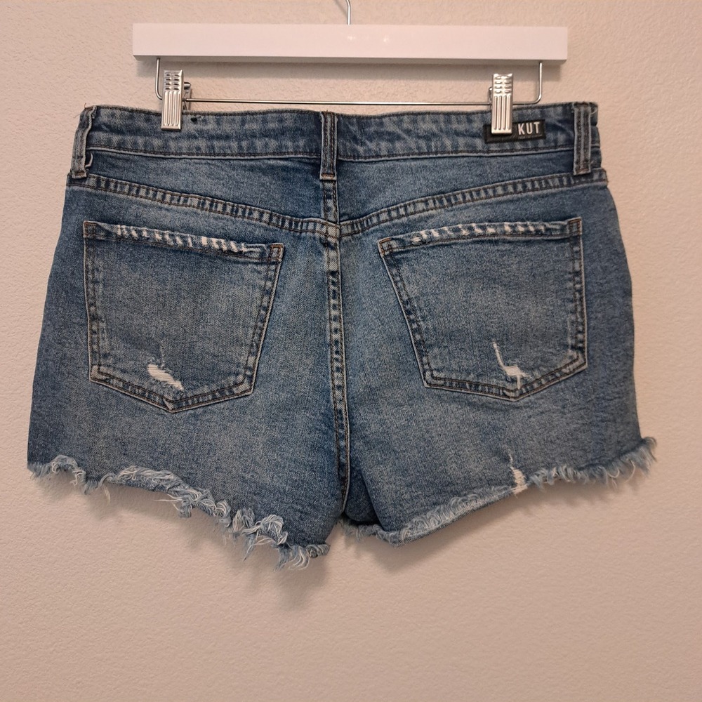KUT from the Kloth Jane High Rise Distressed Denim Shorts Blue Size 10